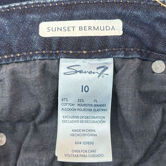 Seven7 Sunset Denim Bermuda Shorts Women's Size 10 Blue Rolled Cuffs Stretch - Picture 9 of 11